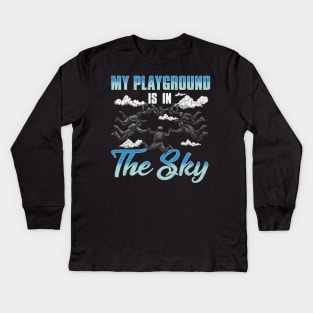 Cute & Funny My Playground Is In The Sky Skydiving Kids Long Sleeve T-Shirt